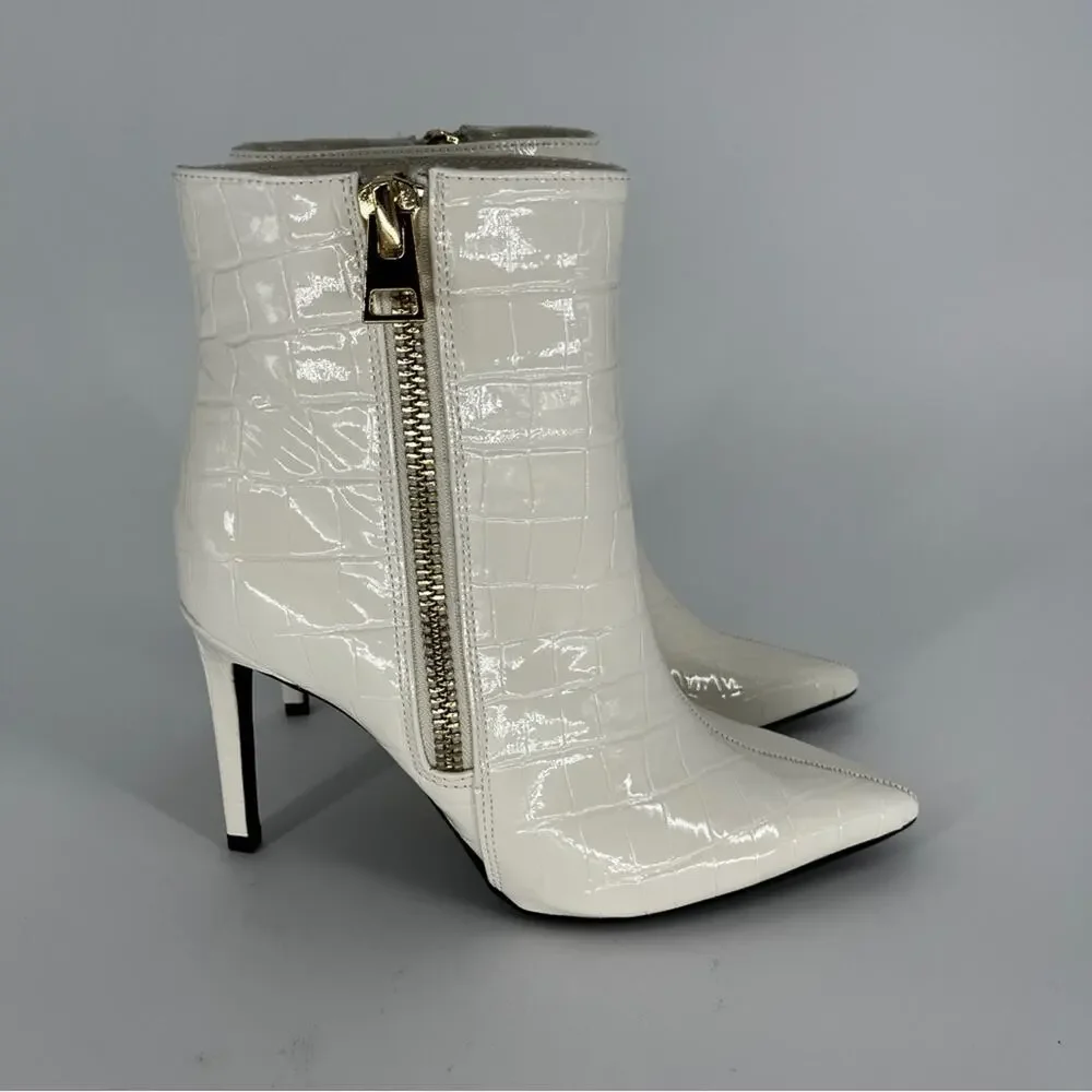 INC International Concepts Sarishaa Heeled Zip boots white croc - 9.5